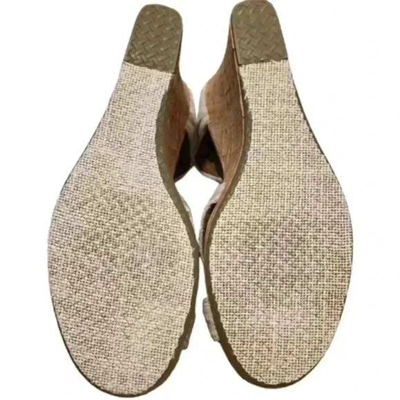 TOM'S Sienna Wedge Sandal Cork Sole Cream Beige Tan Espadrille Women's size 8.5 - Picture 9 of 11